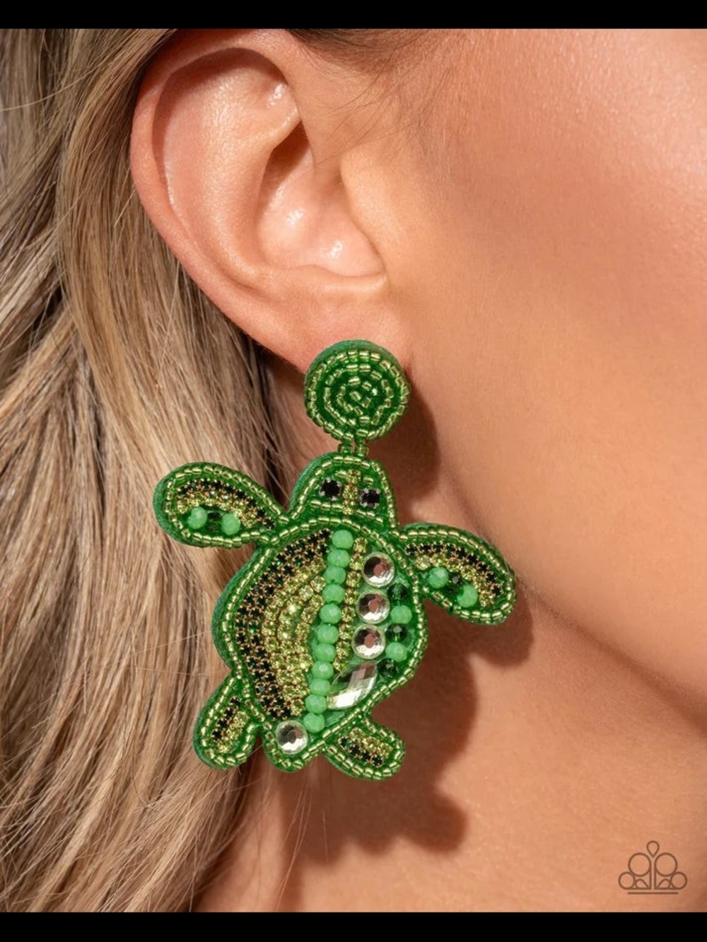 paparazzi Green Beaded Turtle Drop Earrings